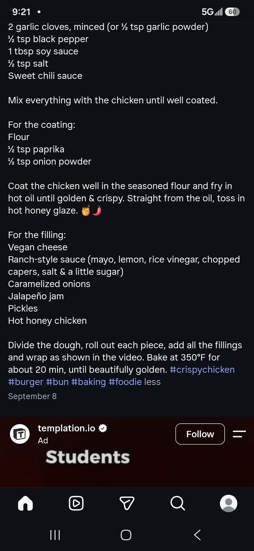 Crispy Hot Honey Chicken Stuffed Buns