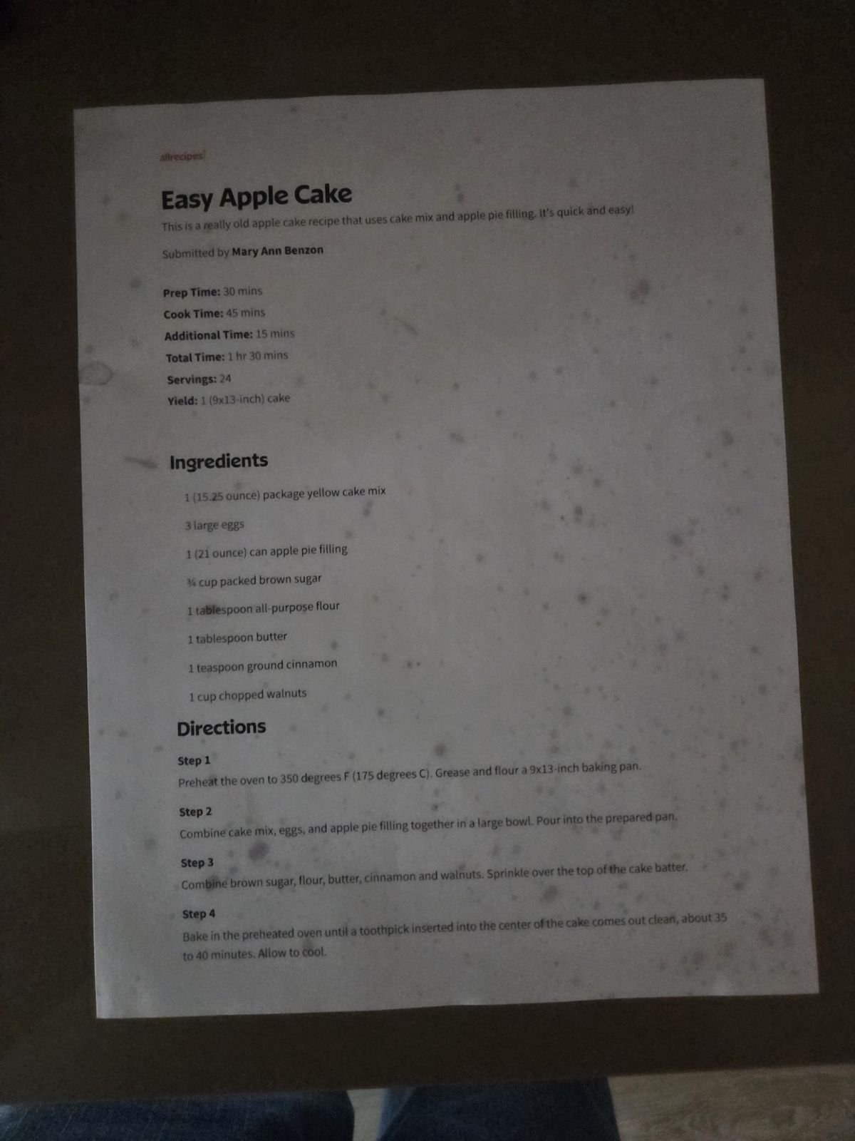 Easy Apple Cake