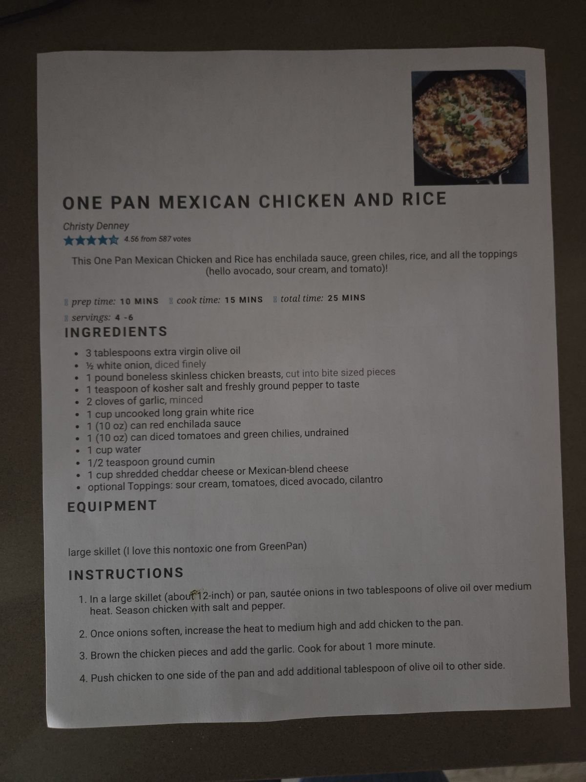 One Pan Mexican Chicken and Rice